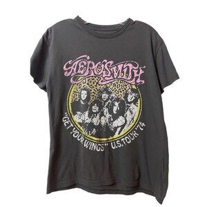 Aerosmith Band Get Your Wings Gray Short Sleeve Graphic T-Shirt - Small